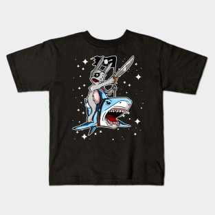 Badass Pirate Easter Bunny riding a Shark !!! Kids T-Shirt